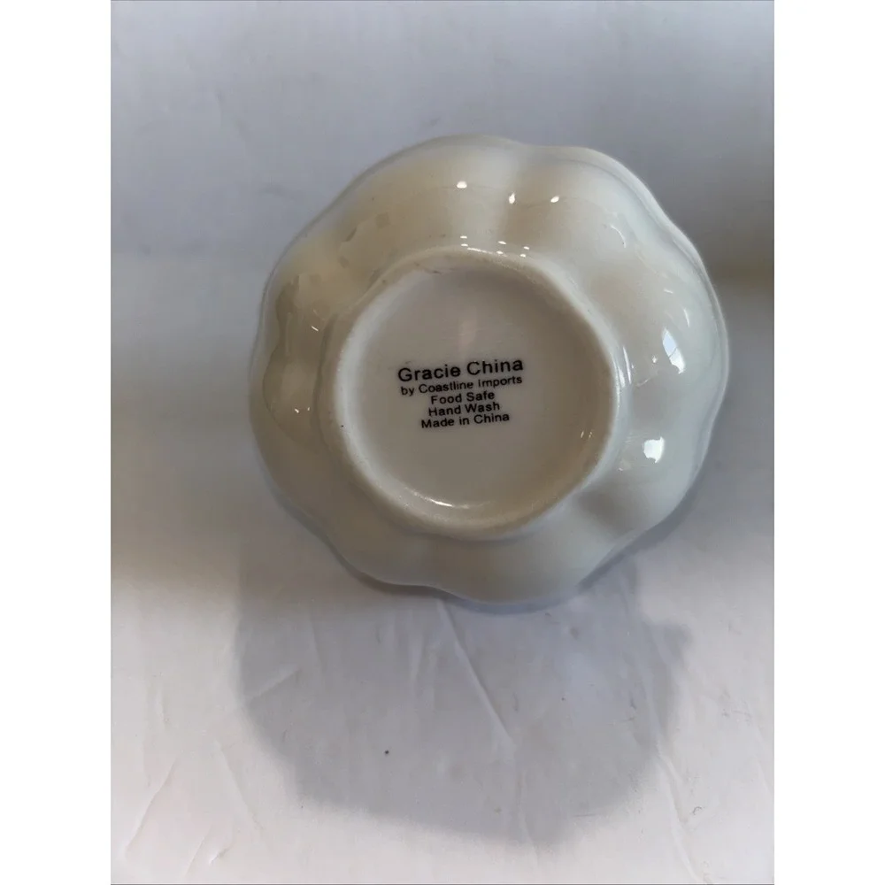 Vtg Gracie China Bunny Rabbit Ceramic Handled Ceramic Basket Candy Dish 5